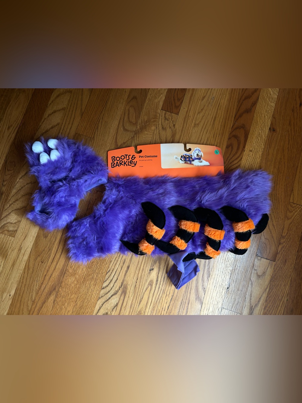 Boots & Barkley Purple and Orange Fuzzy Spider Pet Costume large